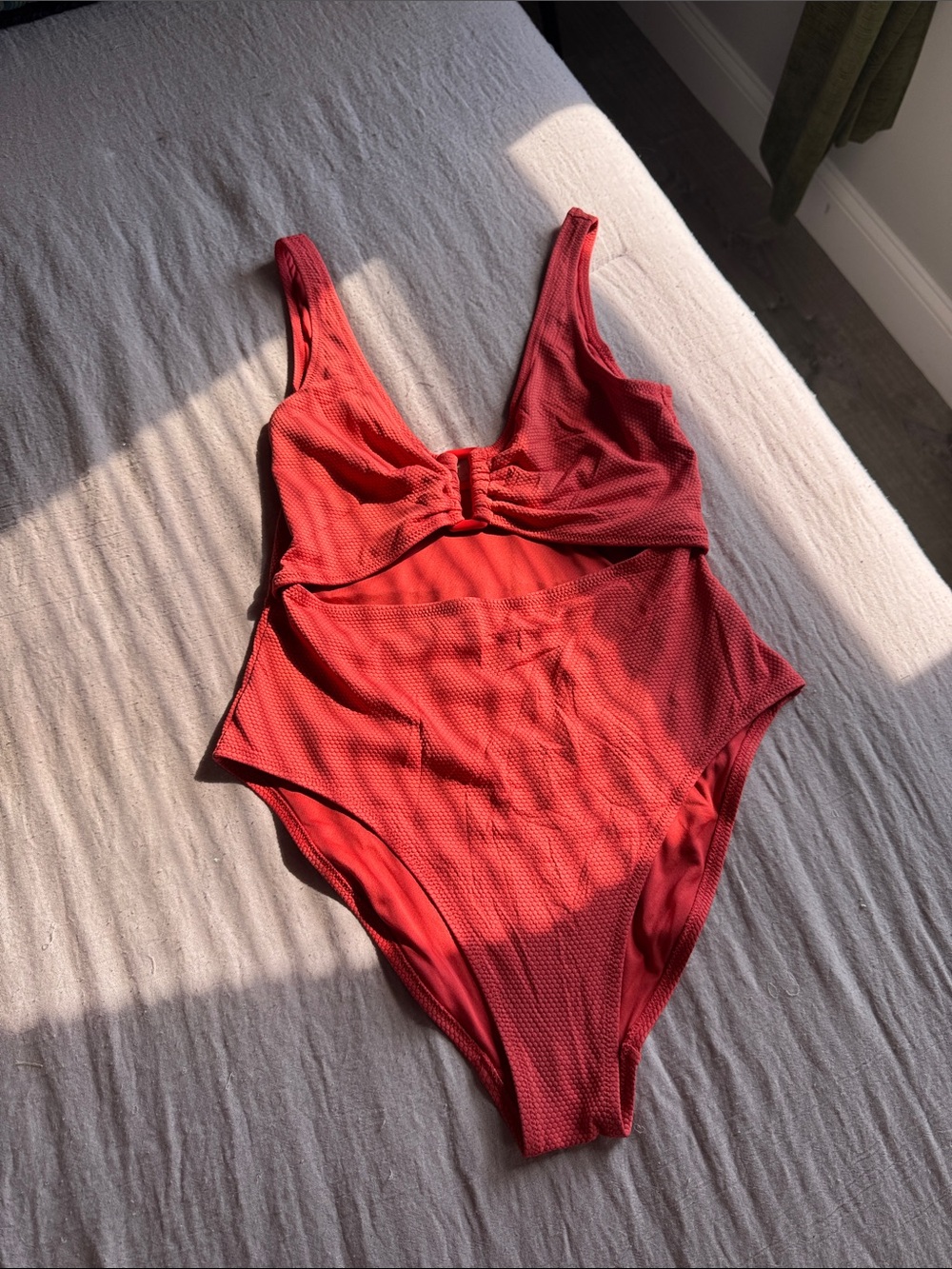 Old Navy Red Textured One-Piece Swimsuit